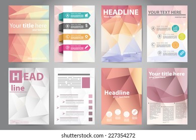 Template design brochures, Flyers in polygon style. Design for your business.