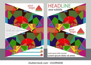 Template design of brochures with place for your photo. A sample of bright color flyer. Vector illustration.