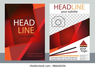 Template design of brochures with place for your photo. A sample of bright color flyer. Vector illustration.