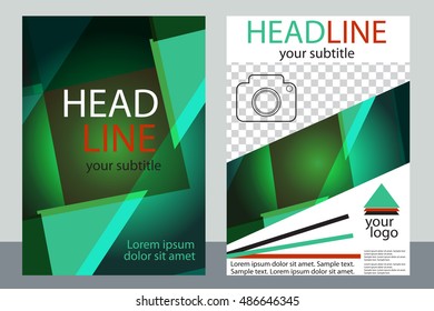Template design of brochures with place for your photo. A sample of bright color flyer. Vector illustration.