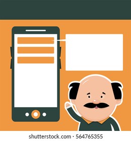 Template design brochures for the provider. A man talks about a new service. Vector illustration.