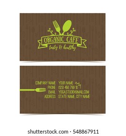 Template design business cards for organic foods shop or vegan cafe.  Vector
