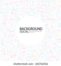 Template design Businessman thinking idea with social network icons background