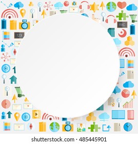 Template design Businessman thinking idea with social network icons background