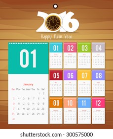 Template design - Calendar 2016 with paper page for months