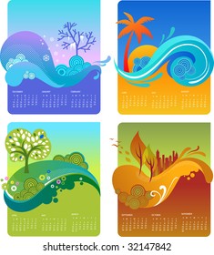 Template of design calendar - four season, vector file