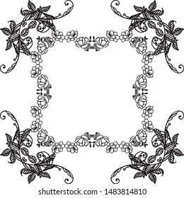 Template for design card, with border line of frame, for sketch ornament of leaf flower frame. Vector