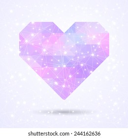 template design card with a heart of triangles