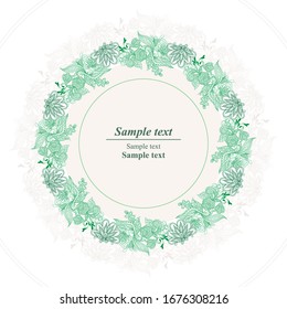 Template design for card. Invitation cards with floral elements. Hand drawn floral ornaments.
