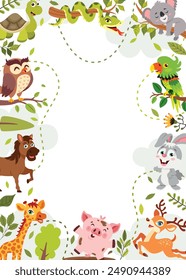 Template Design With Cartoon Animals