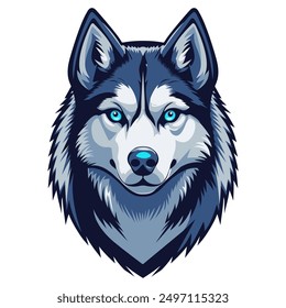 A template for the design of clothing, posters and souvenirs. Vintage retro logo with the image of a husky dog. Vector illustration.