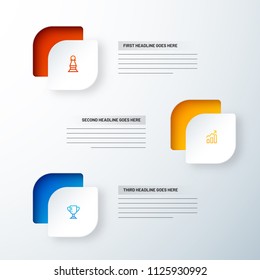 Template design with colorful 3 levels infographic elements for business growth or success concept.