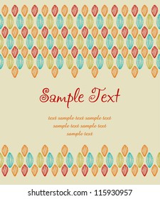 Template for design with colorful lace pattern and place for your text. Hand drawn ornamental ethnic background with sample text
