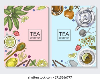 Template design with  colorful tea background