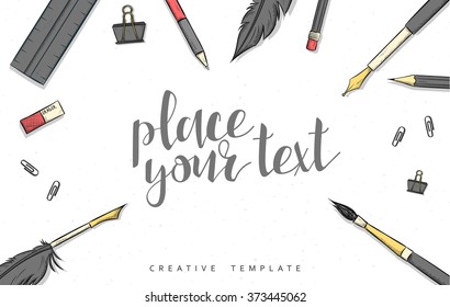 Template design concept sketch illustration for marketing. Concept mockup for Web banner and promotional. Design modern template for printing postcard, poster and presentation. Conceptual background.
