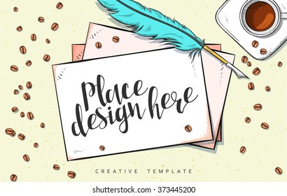 Template design concept sketch illustration for marketing. Concept mockup for Web banner and promotional. Design modern template for printing postcard, poster and presentation. Conceptual background.