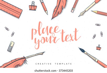 Template design concept sketch illustration for marketing. Concept mockup for Web banner and promotional. Design modern template for printing postcard, poster and presentation. Conceptual background.
