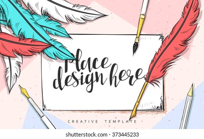 Template design concept sketch illustration for marketing. Concept mockup for Web banner and promotional. Design modern template for printing postcard, poster and presentation. Conceptual background.