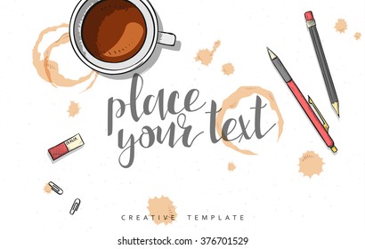 Template design concept sketch illustration for marketing. Concept mockup for Web banner and promotional. Design modern template for printing postcard, poster and presentation. Conceptual background.