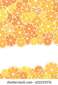 Template Design cover. Vector illustration of sliced halves of citrus fruits oranges and tangerines. For business projects annual report, book cover, brochure.
