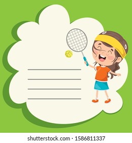 Template Design With Cute Cartoon Character Making Sport