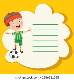 Template Design With Cute Cartoon Character Making Sport