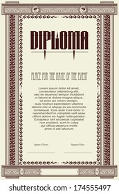 Template for the design of diploma, advertisements, envelope, invitations or greeting cards  