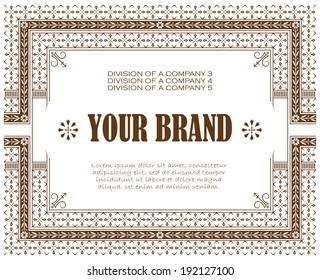 Template for the design of diploma, advertisements, envelope, invitations or greeting cards 