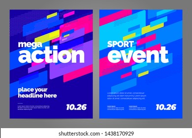 Template design with dynamic shapes for event, invitation or championship. Sport background.