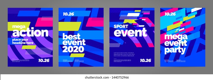 Template design with dynamic shapes for event, invitation or championship. Sport background.