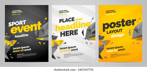 Template design with dynamic shapes for event, invitation or championship. Sport background.