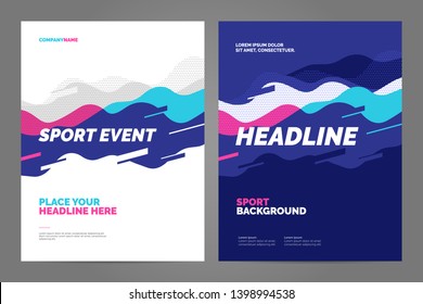 Template design with dynamic waves and lines for sport event, tournament or championship. Sport background.