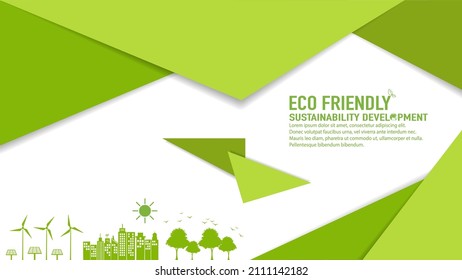 Template design for ECO friendly, Sustainability development and Global Green Industries Business concept, Vector illustration
