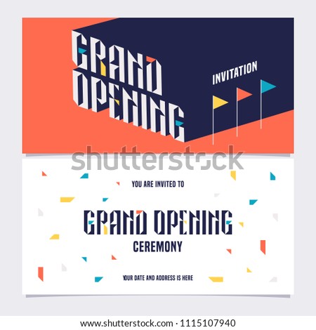 Template design element for invitation card to grand opening ceremony. Store opening soon invite 