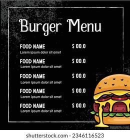 template design of Fast food menu with burger and hotdog vector