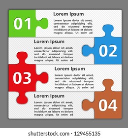 Template of design with four puzzle pieces, vector eps10 illustration