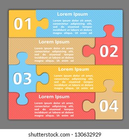 Template of design with four puzzle pieces, vector eps10 illustration