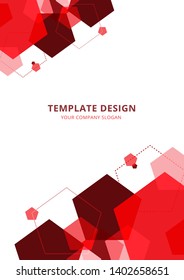 Template Design , Geometric abstract  background , red Tone , Vector and illustration