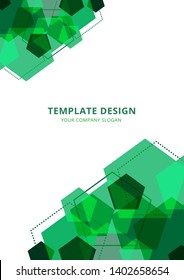 Template Design , Geometric abstract  background  , Vector and illustration, green tone