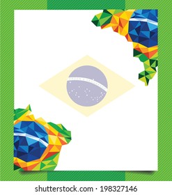 Template design, geometric abstract in Brazil flag concept