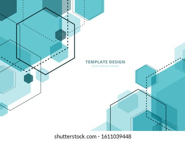 Template Design , Geometric Hexagon abstract  background  , Vector and illustration