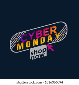 Banner geométrico de diseño de plantillas para oferta de ciberlunes. Diseño promocional en estilo de glitch con partícula geométrica para la venta cibernética. vector