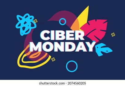 Template design geometric web banner for cyber monday offer