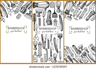 Template design with graphic illustrations for barbershop