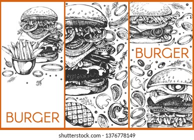 Template design  with graphic illustrations of burger