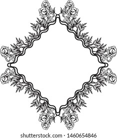 Template for design, greeting card, invitation card, with elegant style floral frame. Vector
