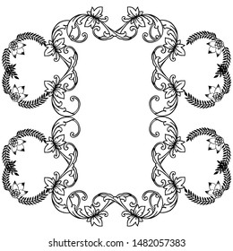 Template for design, greeting card, invitation card, with sketch style plant of leaf flower frame. Vector