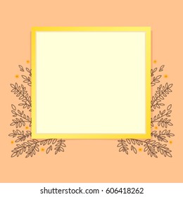 Template for design greeting card invitation leaflet. Simple postcard background. Light, bright with pink and gold yellow colors.