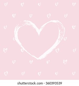 Template for design greeting cards. Layout with hand drawn doodle hearts and place for text. 
