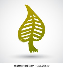 Template for design with hand drawn sketched leaves. Background with illustration and place for text